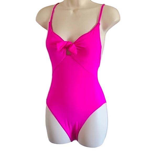 Trina Turk Women’s High Leg Tie Front One Piece Swimsuit – Size 2, Hot Pink NWT - Picture 4 of 11